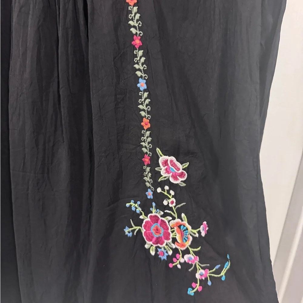 Johnny Was Black Mini Dress with Floral Embroidery - Picture 3 of 11